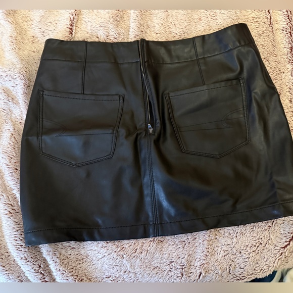 American Eagle Outfitters Black Leather Skirt - Picture 2 of 6